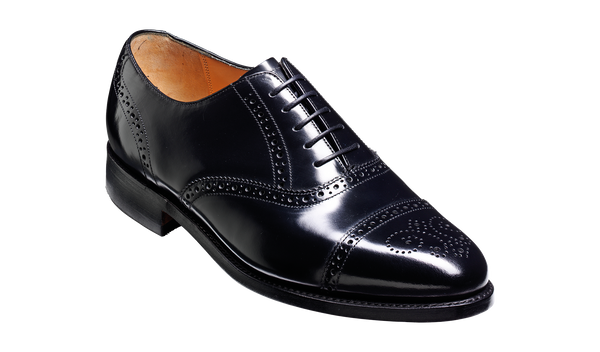 Alfred Oxford Black Hi-Shine Shoes With G Fitting | Barker Shoes UK