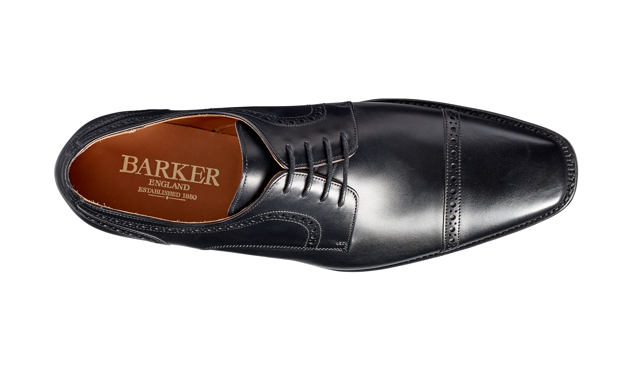 Leo - Black Calf Toe Cap | Mens Derby Shoes | Barker Shoes UK